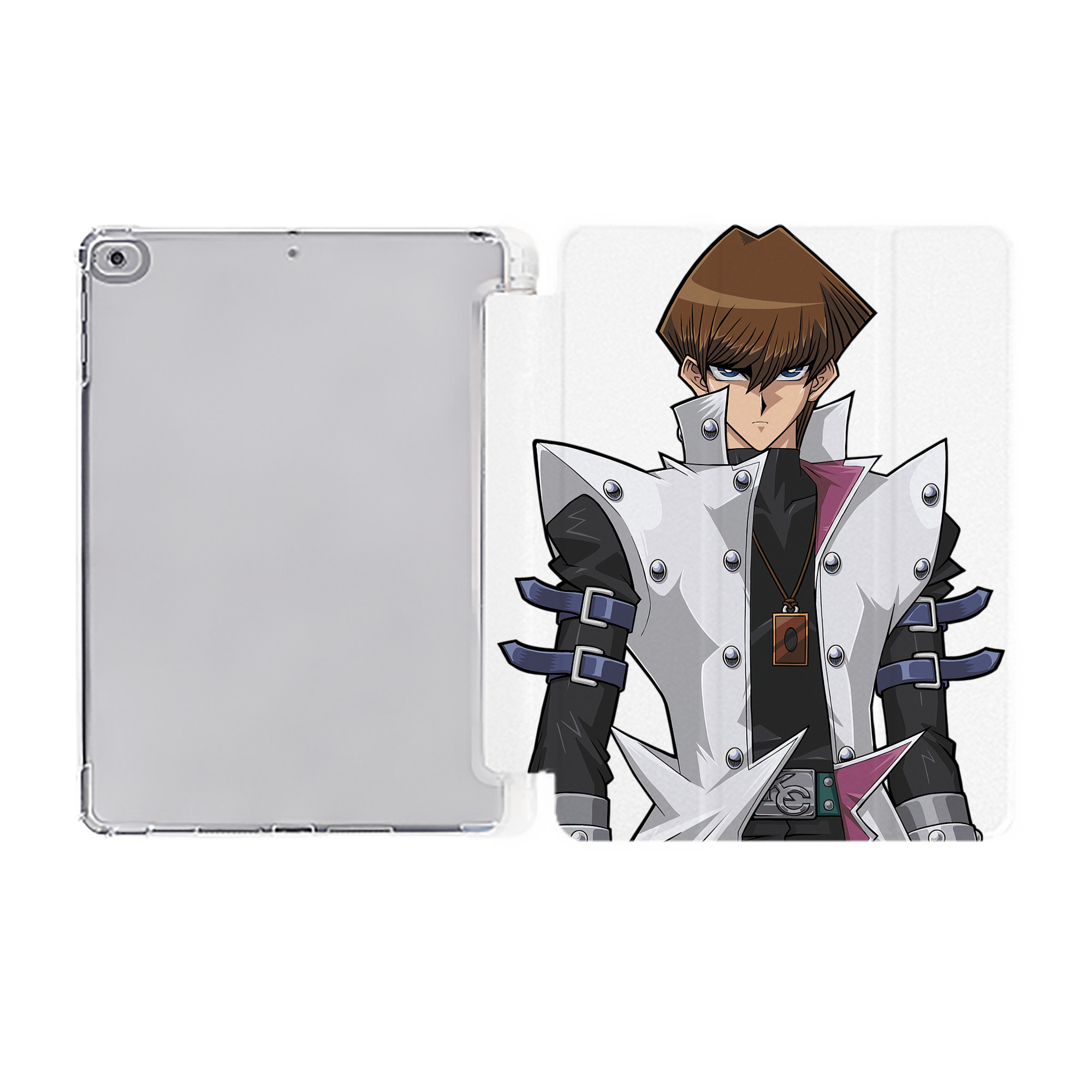 （画像用） 遊☆戯☆王 Yu-Gi-Oh! IPad ケース ペン収納付き 三つ折りスタンド PUレザー×シリコン 対応機種9.5/10.5/10.9インチ